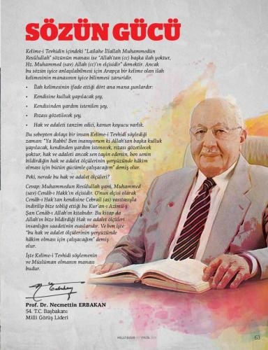 Kelime-i tevhid içindeki "Lailahe illallah Muhammedün Resulullah" sözünün manası... Prof. Dr. Necmettin Erbakan 